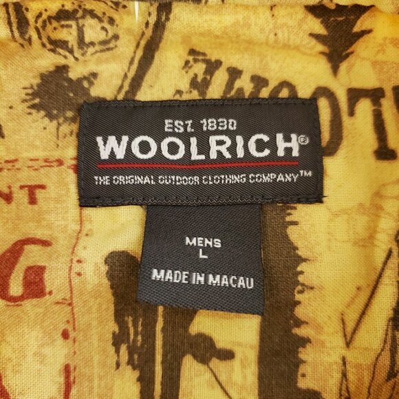 Woolrich Niagara Falls Bass Fishing All Over Print Campground Shirt Men Large - Picture 2 of 12